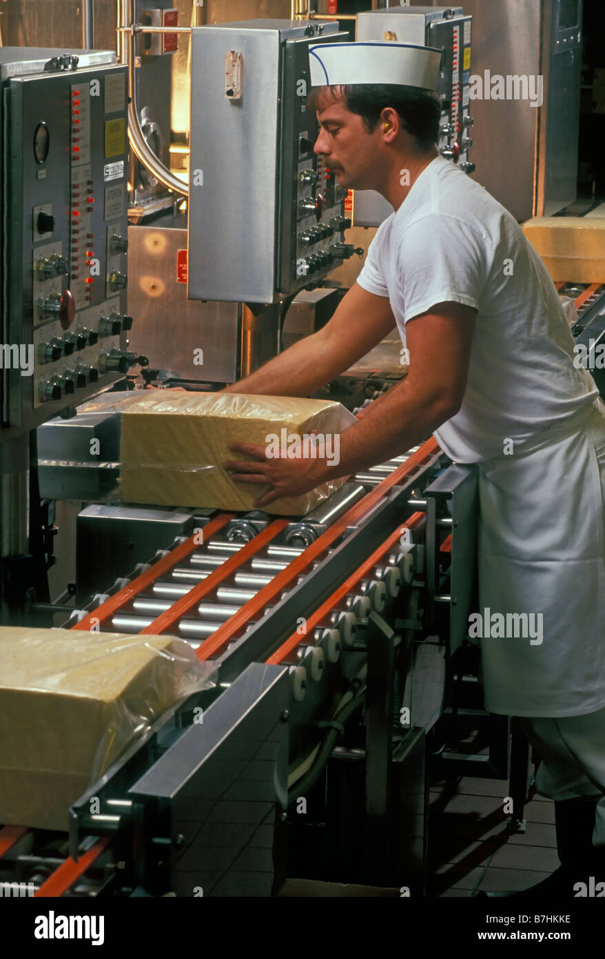 Food processing worker. Cheese factory, Oregon, USA Stock Photo Alamy