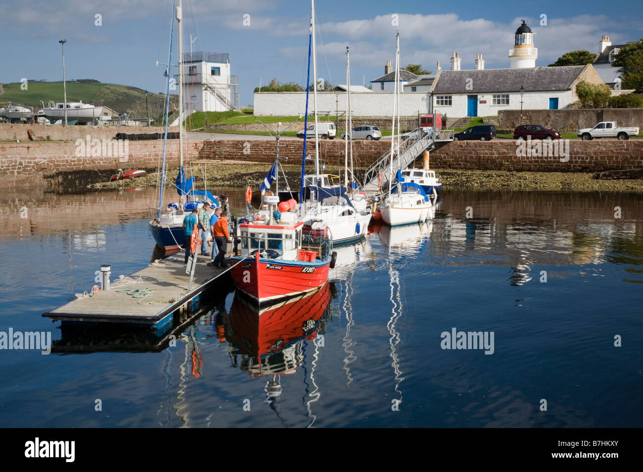 Yachts moored in Cromarty harbour on the Black Isle Scotland Stock