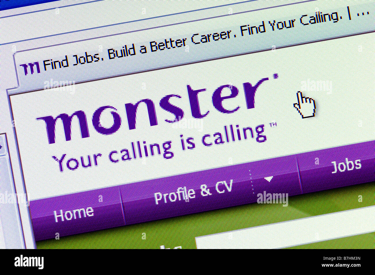 Macro screenshot of Monster.com online jobs and recruitment website (Editorial use only) Stock Photo