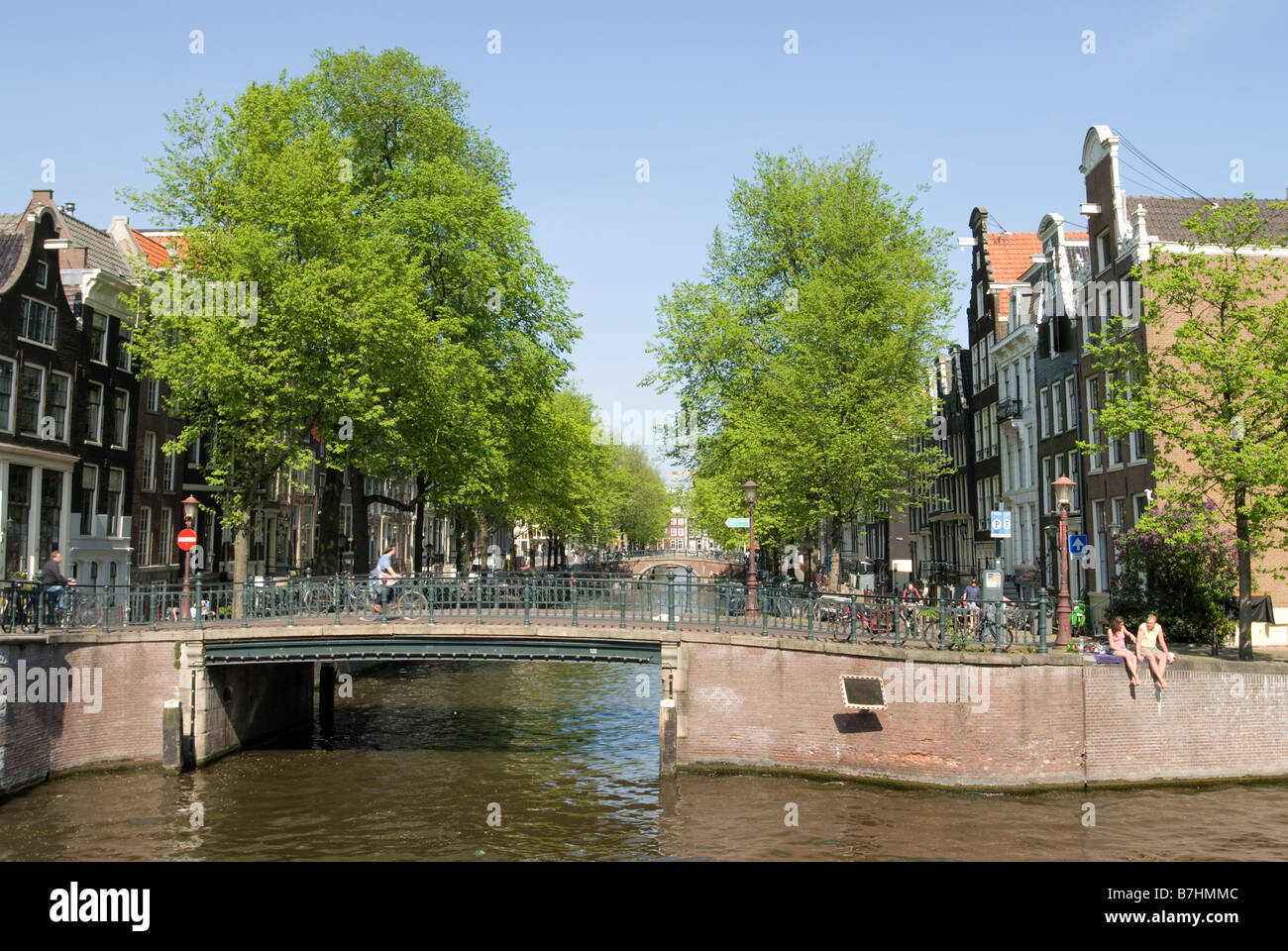A canal bridge in Amsterdam, The Netherlands Stock Photo