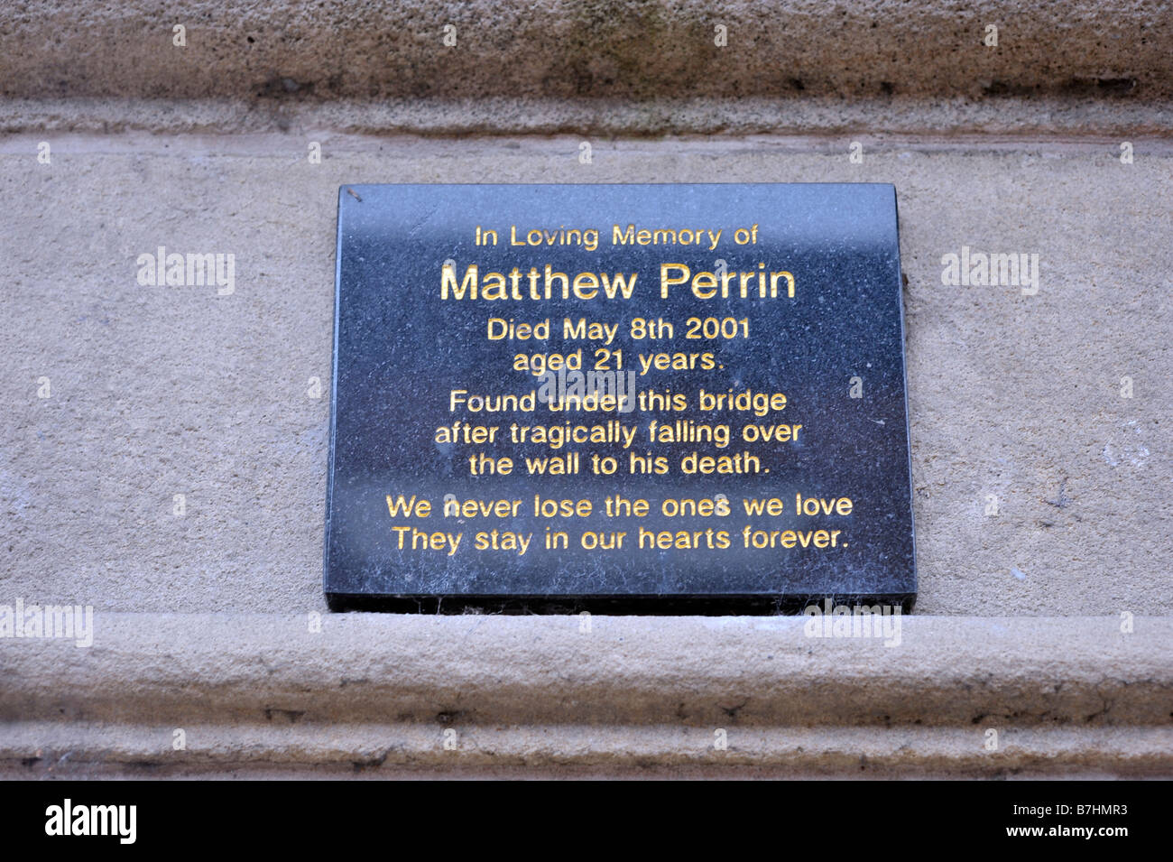 Matthew Perrin memorial plaque canal street manchester accidental death 2001 Stock Photo