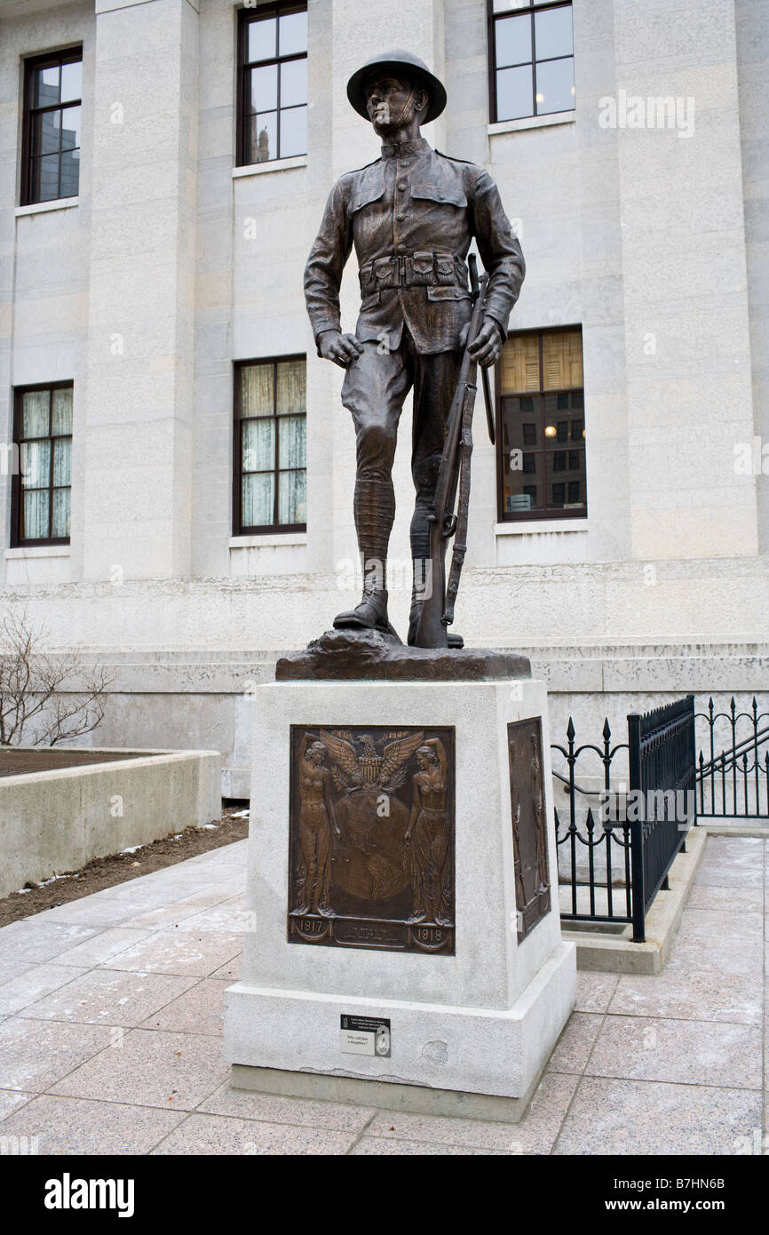 Doughboy statue in front of the Ohio Statehouse Stock Photo