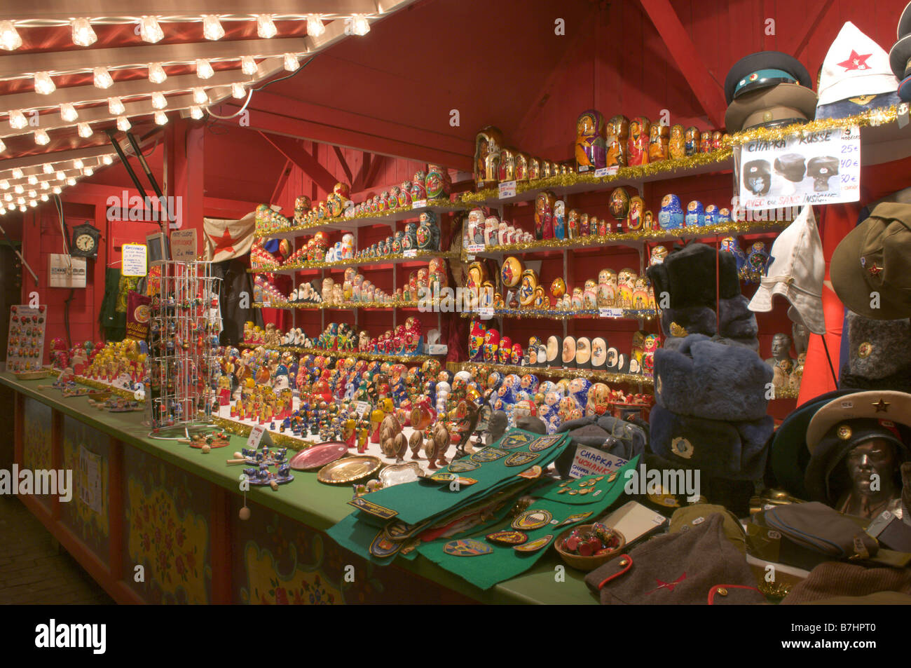 Christmas market booth at the Place St. Louis in Metz, France, Lorraine