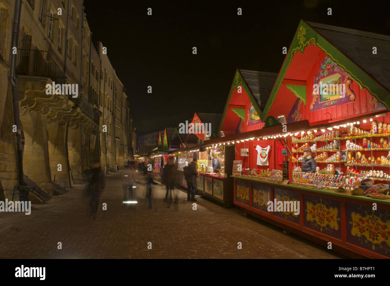 Christmas market at the Place St. Louis in Metz, France, Lorraine Stock Photo