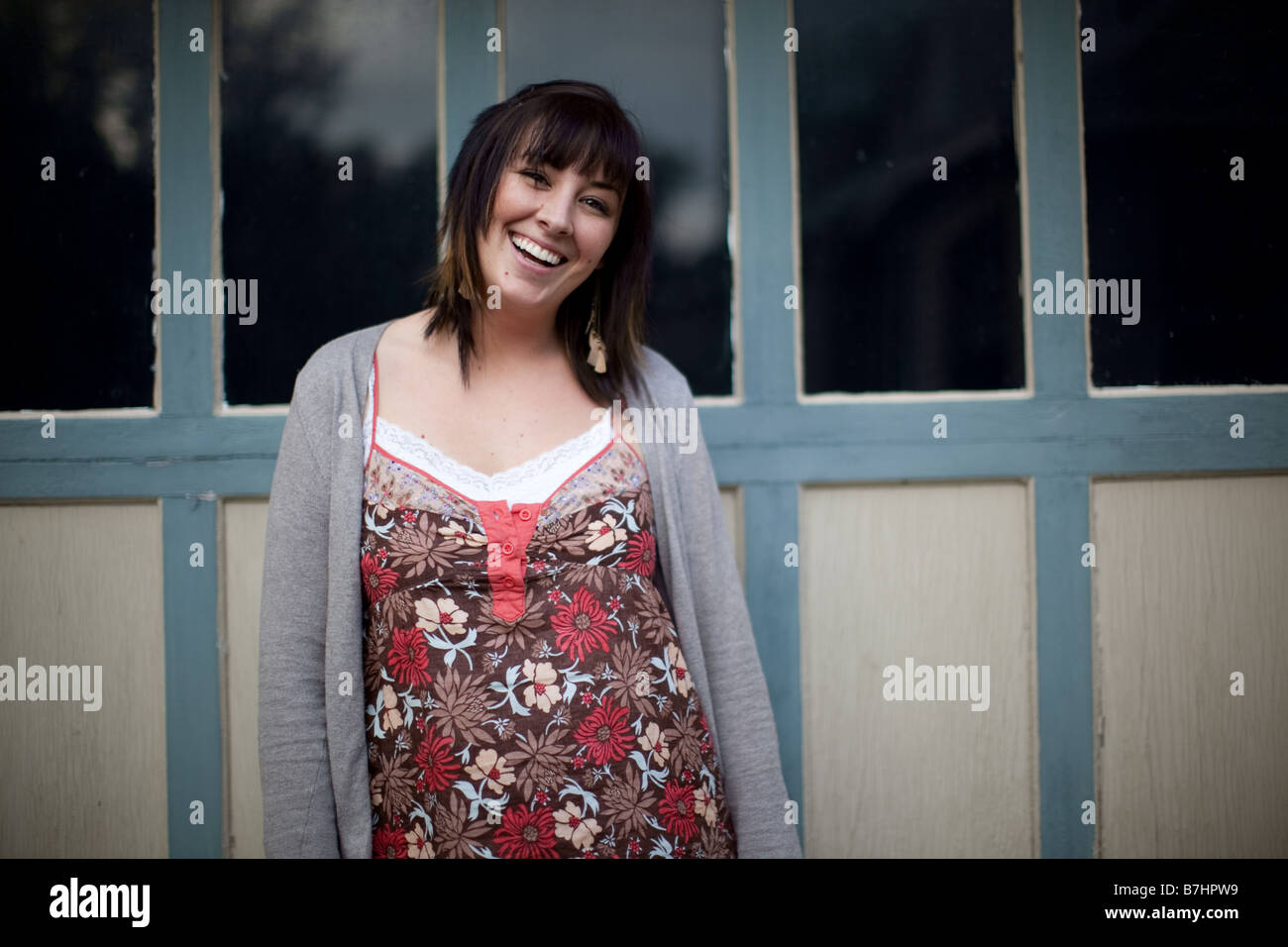 20- something woman smiling. Stock Photo