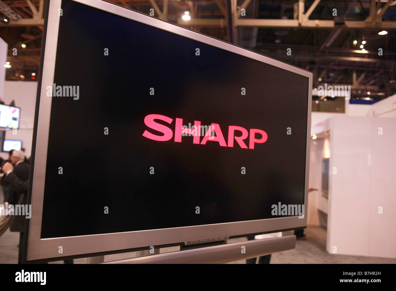 Jan 8, 2009 - Las Vegas, Nevada, USA - Sharp Corporation displays their 65-inch XS1 model LCD monitor at CES electronics show. Stock Photo