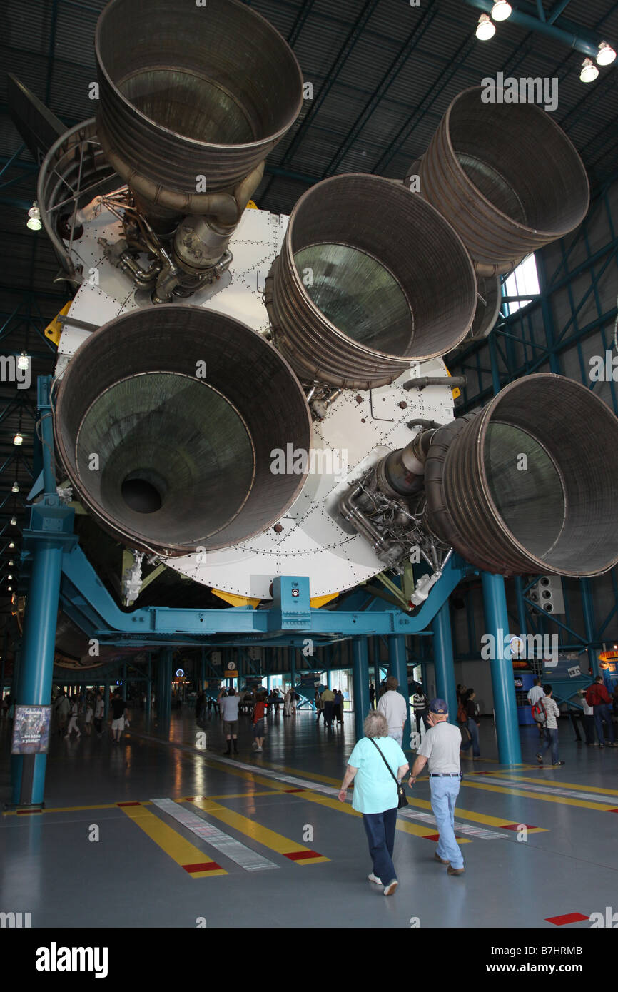 NASA rockets Saturn 5 engine visitor center Kennedy Space Center Cape Canaveral Stock Photo