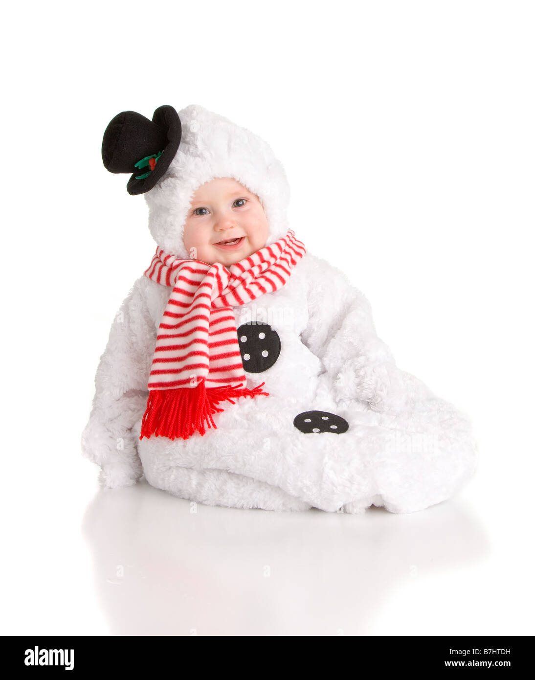 Baby in a snowman costume on high key white background Stock Photo - Alamy