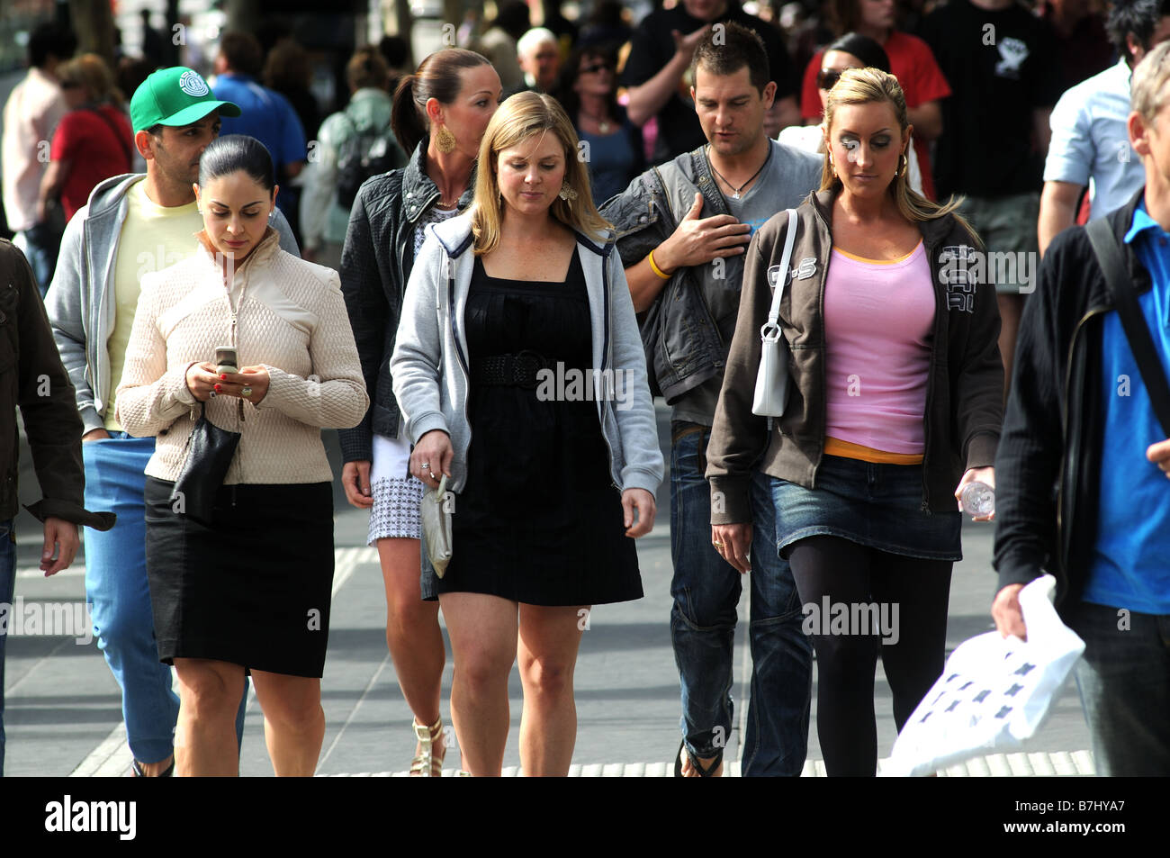 pedestrians in swanston street, melbourne Stock Photo