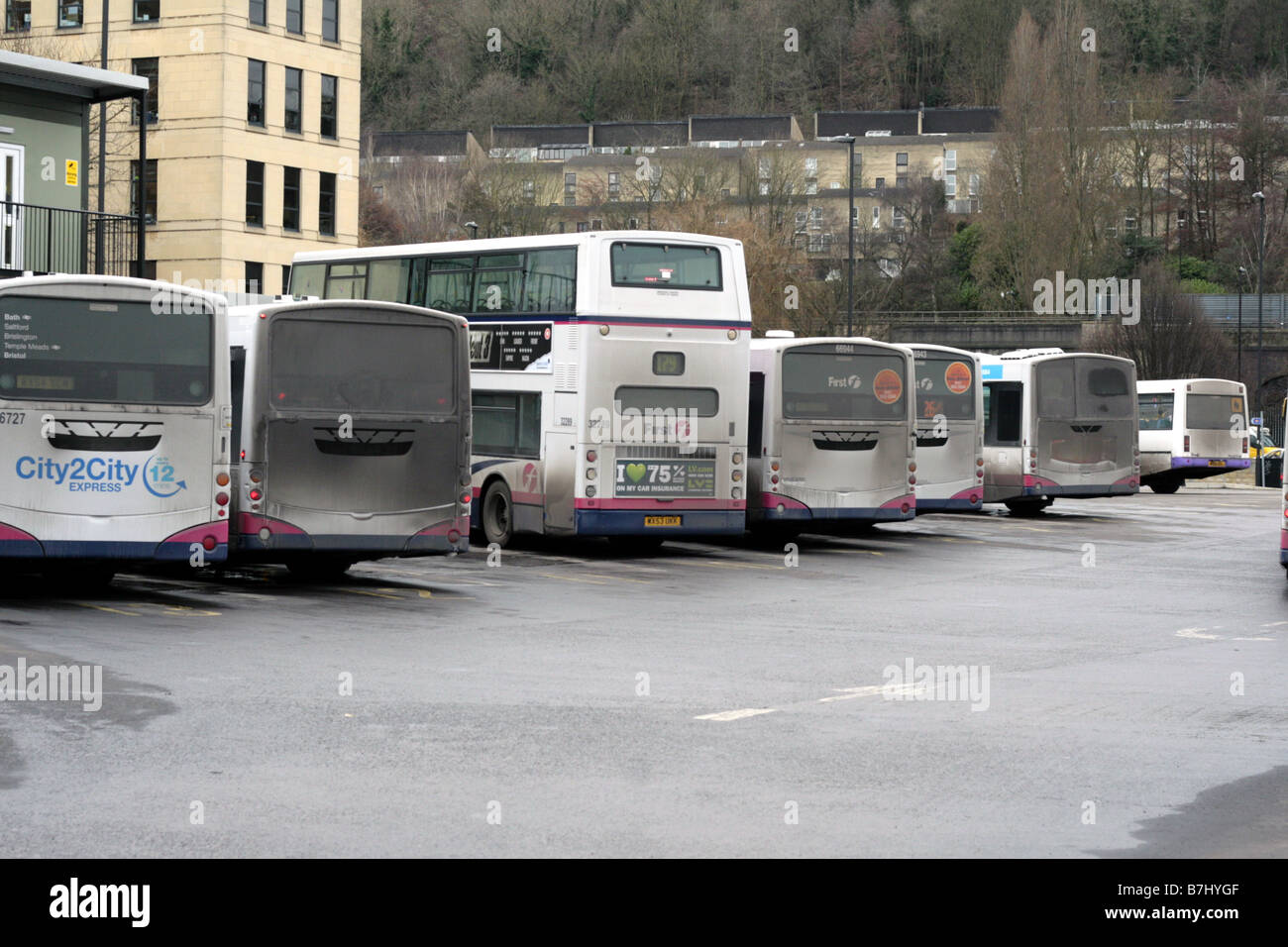 Buses at Bath Bus station, England Stock Photo Alamy