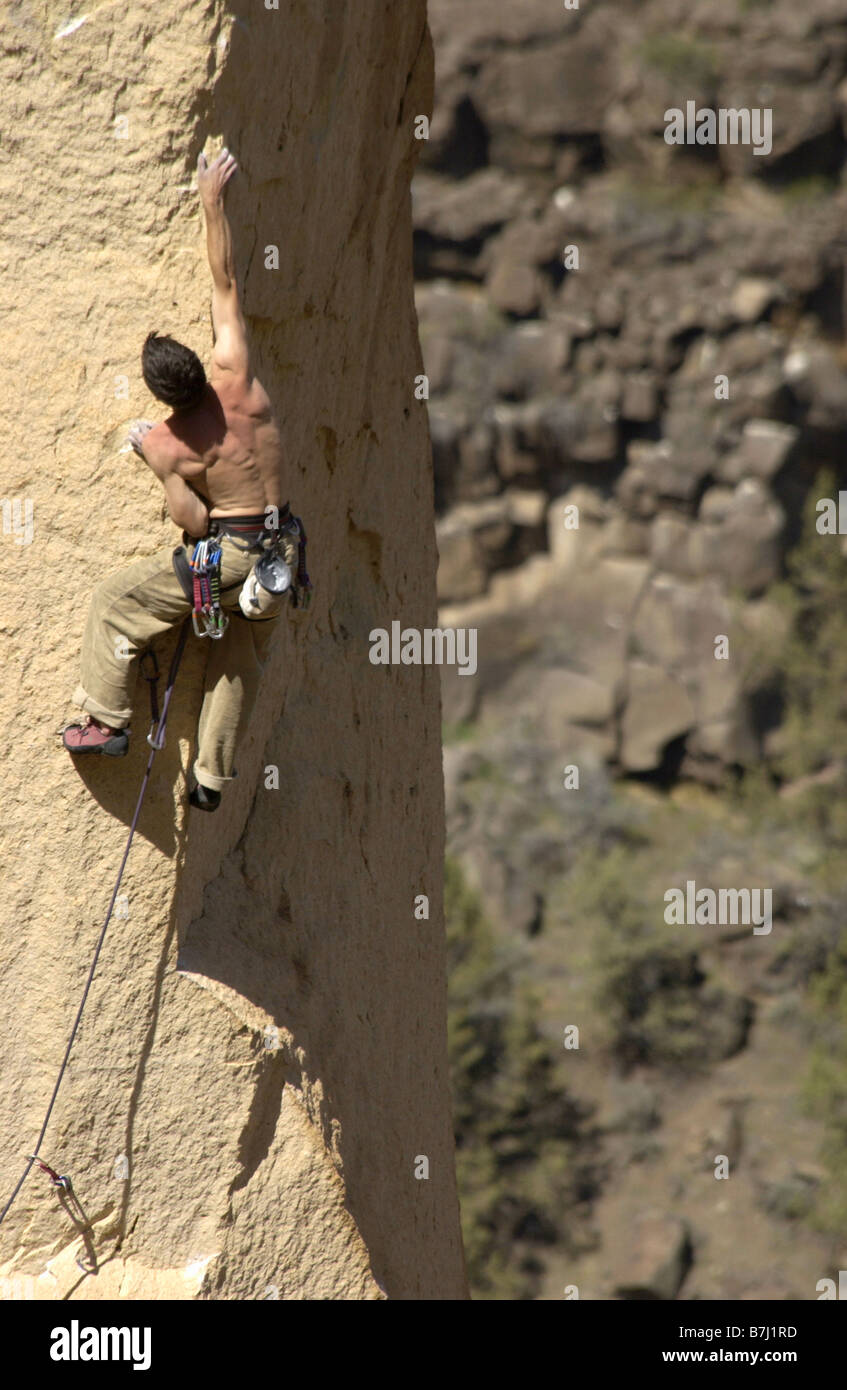Man (2530) rock climbing, Smith Rock State Park, Terrebonne, Oregon