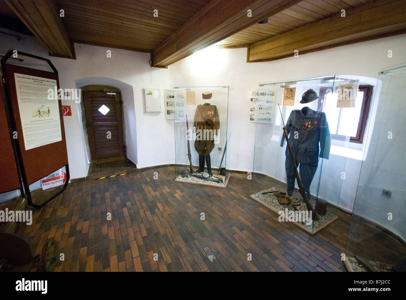 The Municipal museum / Museum of Arms inside St Michael’s Tower in Old Town, Bratislava, Slovakia. Stock Photo