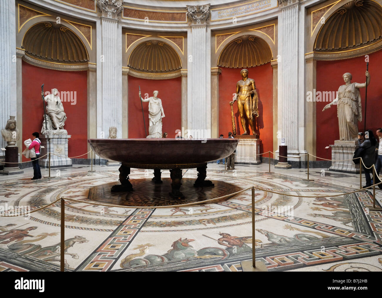 round hall at Museo Pio Clementino Sala Rotonda Vatican Museums Vatican City Rome Italy Europe Stock Photo