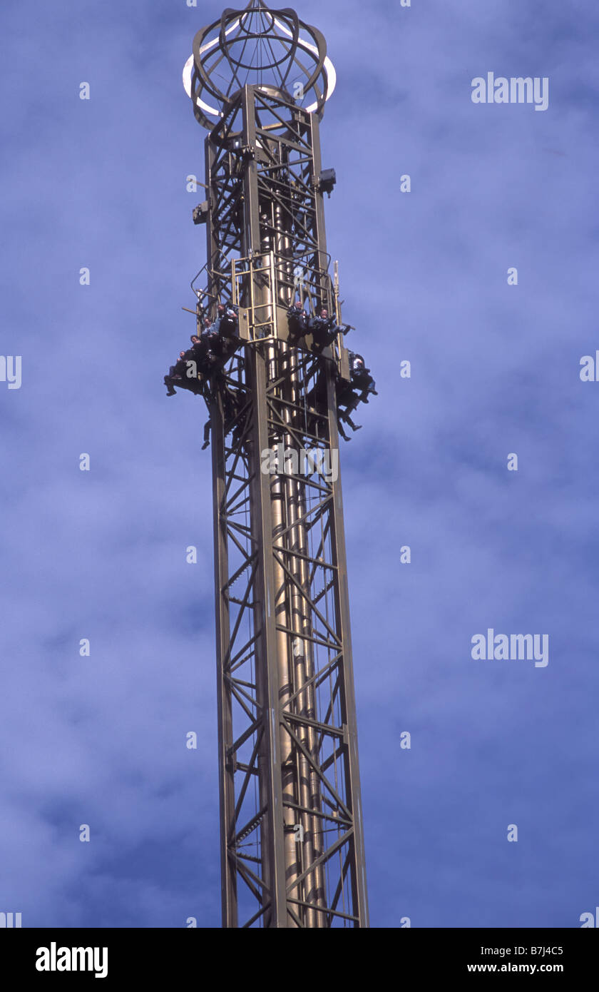 Fairground high dive ride at the Tivoli Gardens in Copenhagen Stock