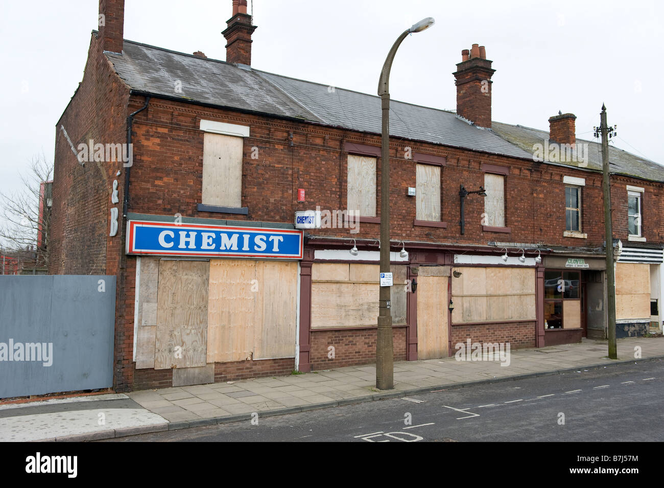 A Boarded Up Row Of Empty And Derelict Shops In West Bromwich