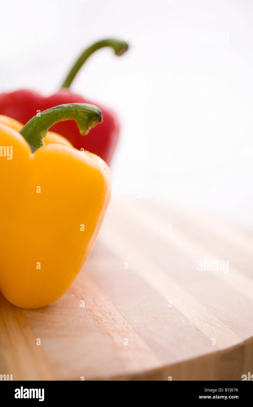 Soft focus yellow and red pepper Stock Photo