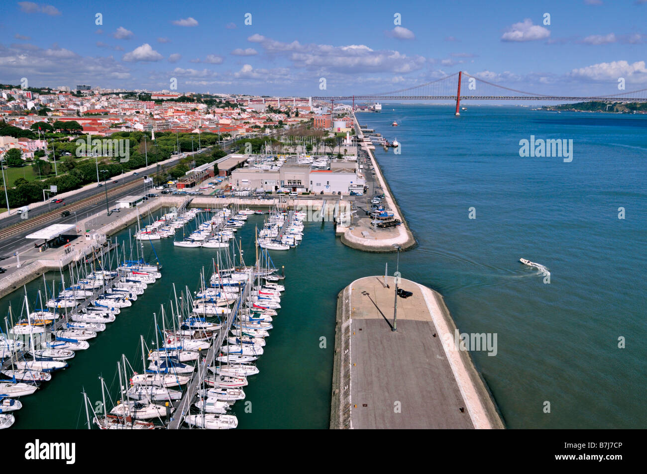 View from the monument of the discoveries to the marina of Belem, Lisbon, Portugal Stock Photo