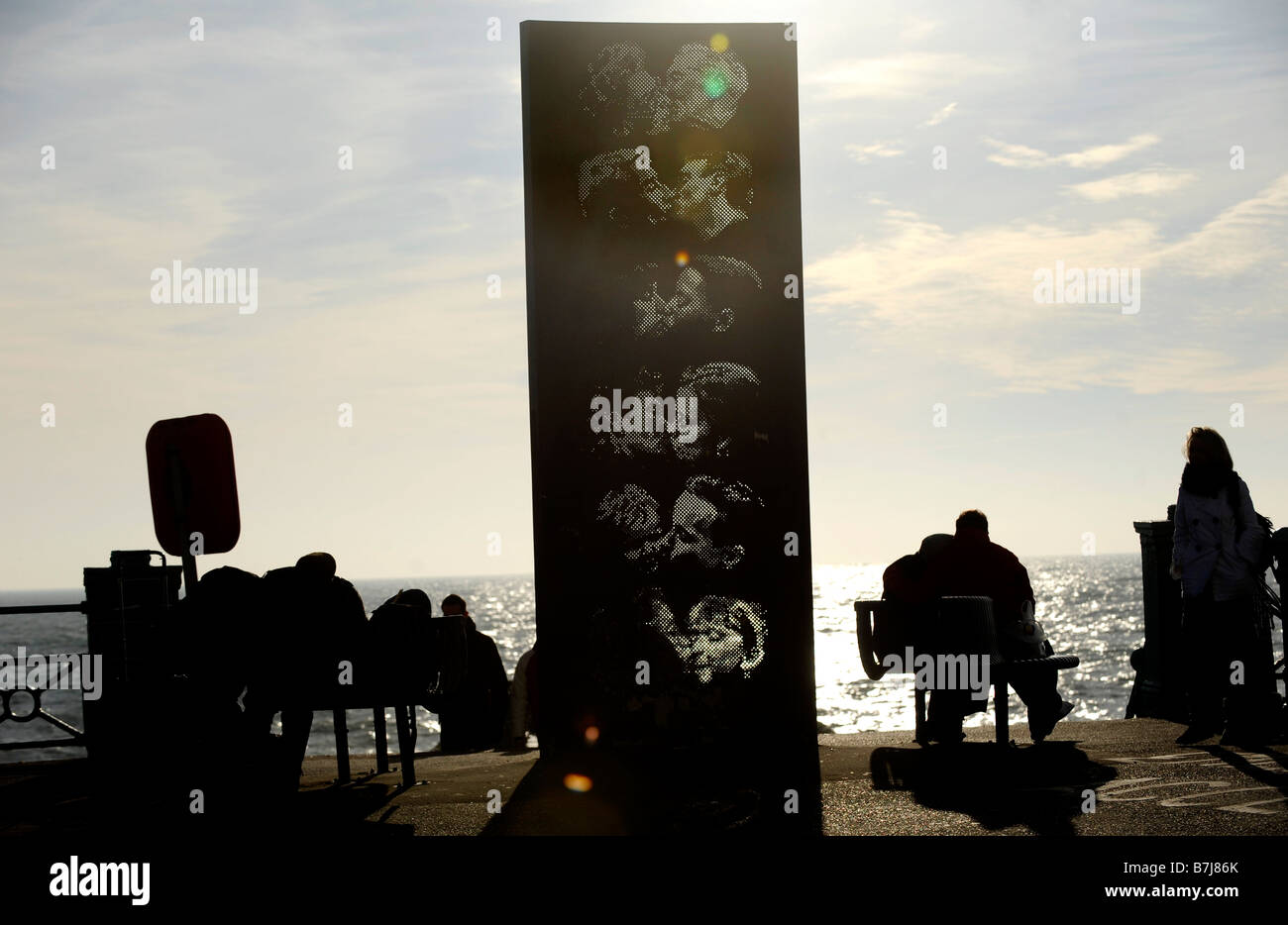 The Kissing Sculpture on Brighton seafront called The Kiss Wall by