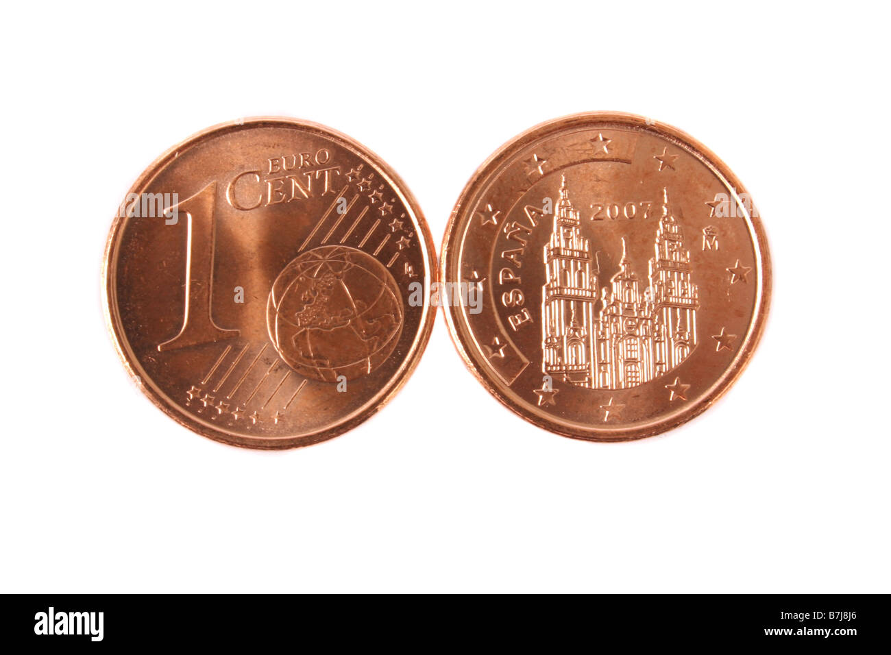 A Spanish 1 Cent Euro From 2007 Stock Image A Spanish 1 Cent Euro From 2007 Stock Image