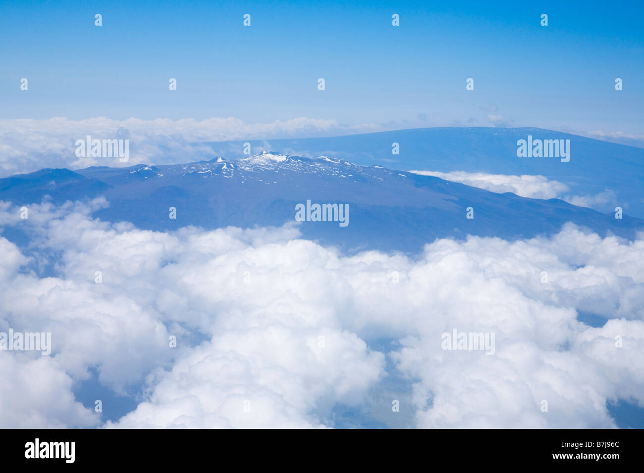 Aerial View of Mauna Kea with Mauna Loa in the distance Big Island
