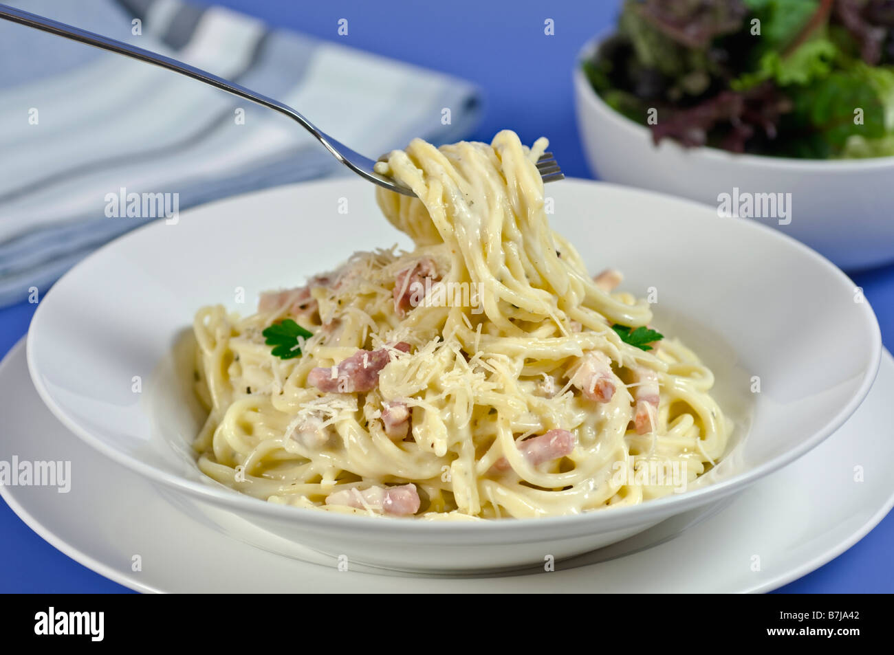 Spaghetti carbonara Italian food Stock Photo