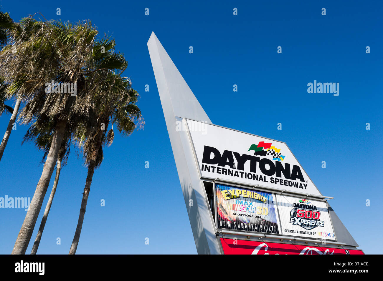 Sign outside Daytona International Speedway, Daytona Beach, Volusia County, Florida, USA Stock Photo