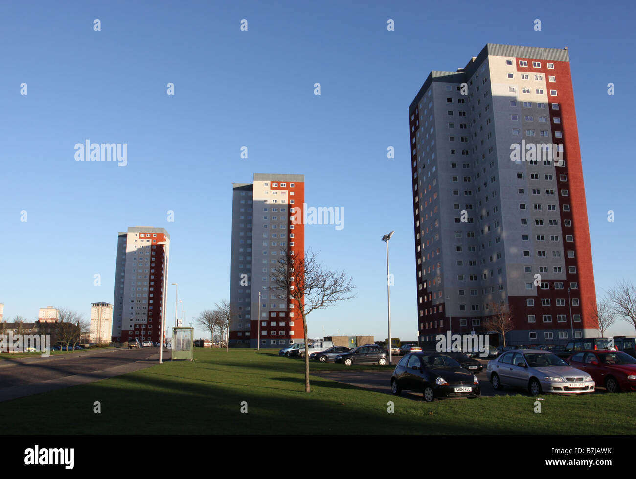 council housing residential tower blocks in Aberdeen, Scotland January