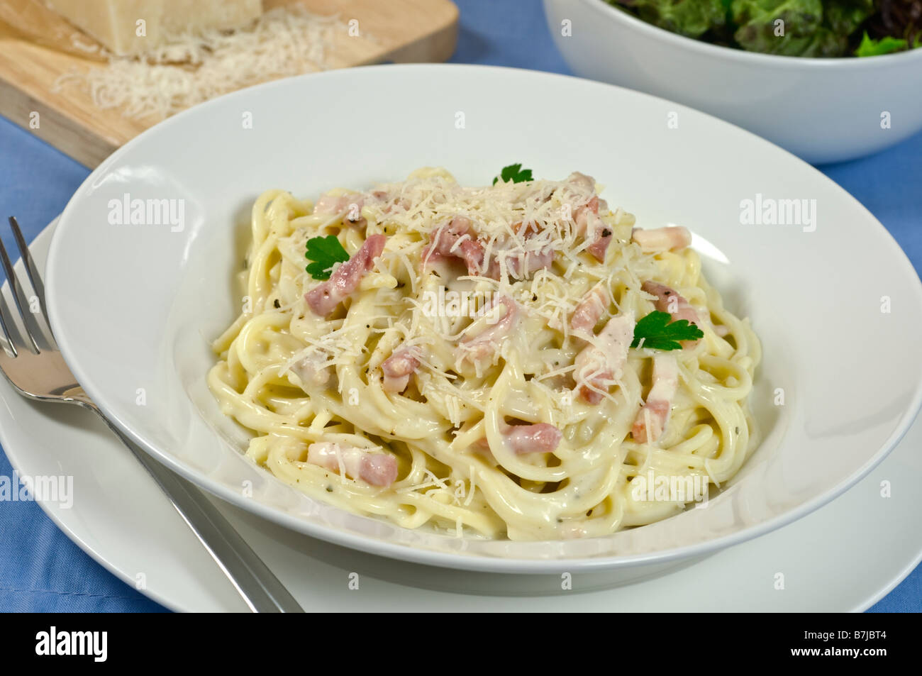 Spaghetti carbonara Italian food Stock Photo