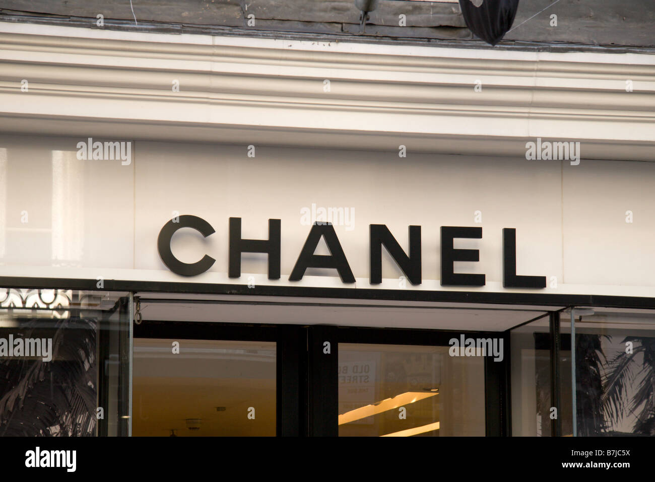 The shop brand of the Chanel perfume & fragrance shop on Old Bond Street, London. Jan 2009 Stock Photo