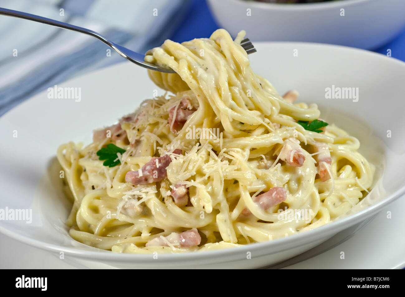 Spaghetti carbonara Italian food Stock Photo