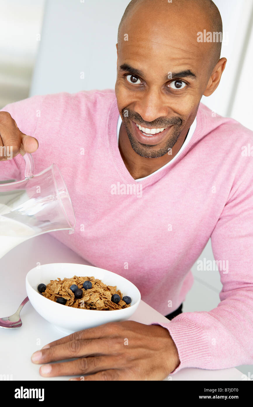 Middle Aged Man Eating Healthy Breakfast Stock Photo - Alamy