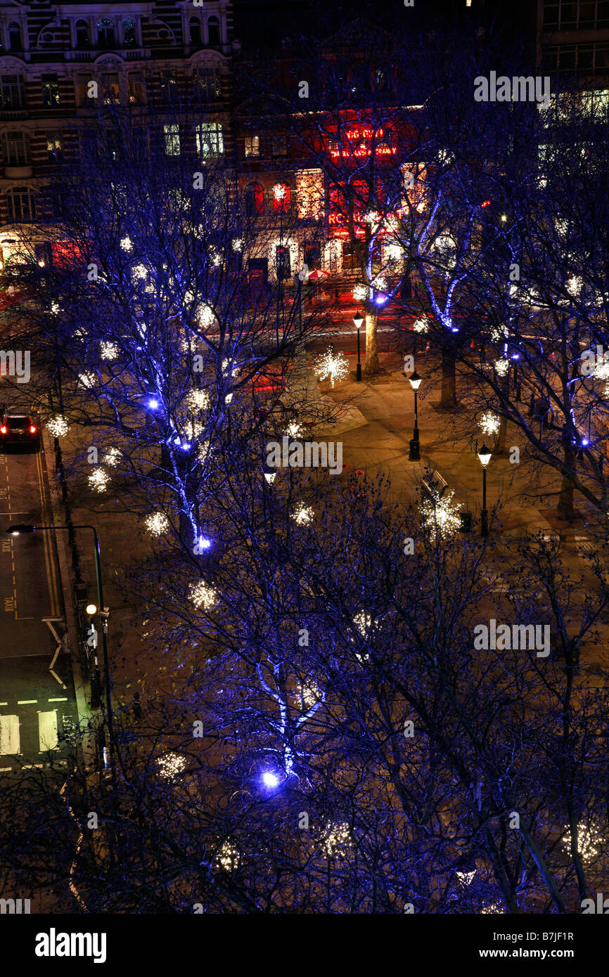 Aerial view of the Christmas Lights in Sloane Square, Belgravia, London