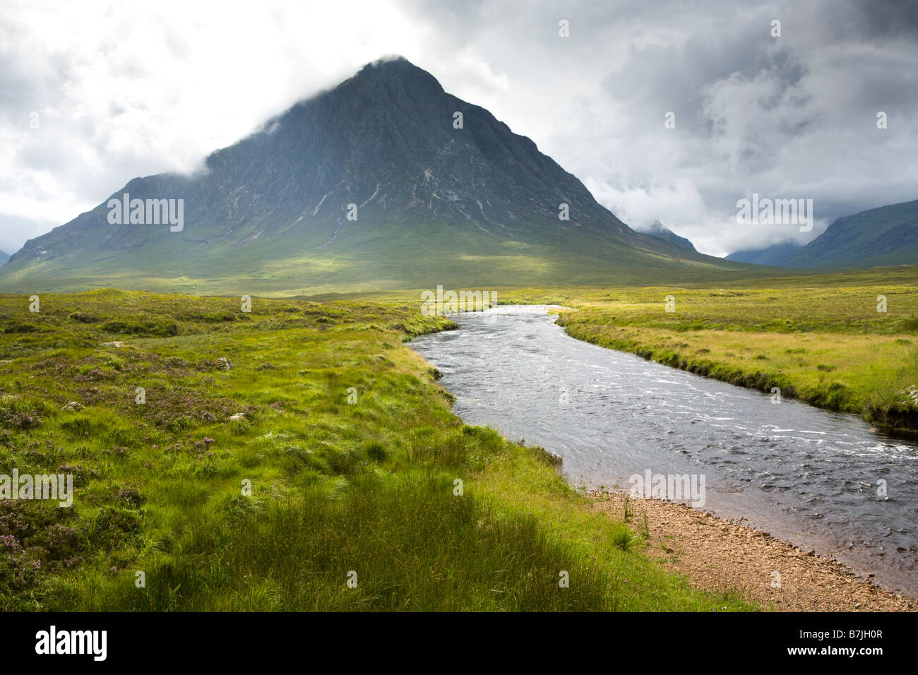 The River Etive and Stob Dearg in the Pass of Glencoe, Highland, Scotland Stock Photo