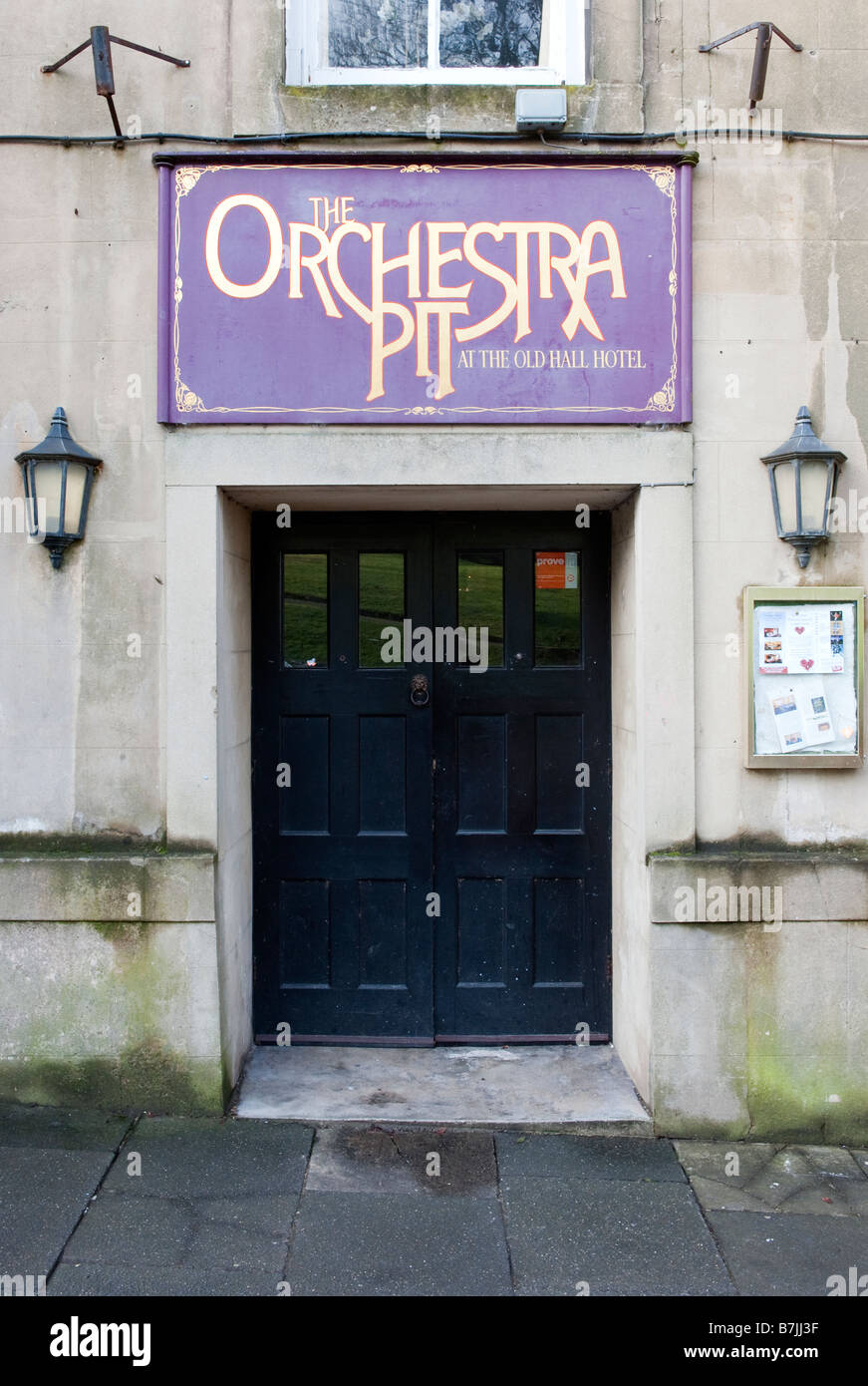 The Orchestra Pit entrance at the Old Hall Hotel in Buxton Stock Photo