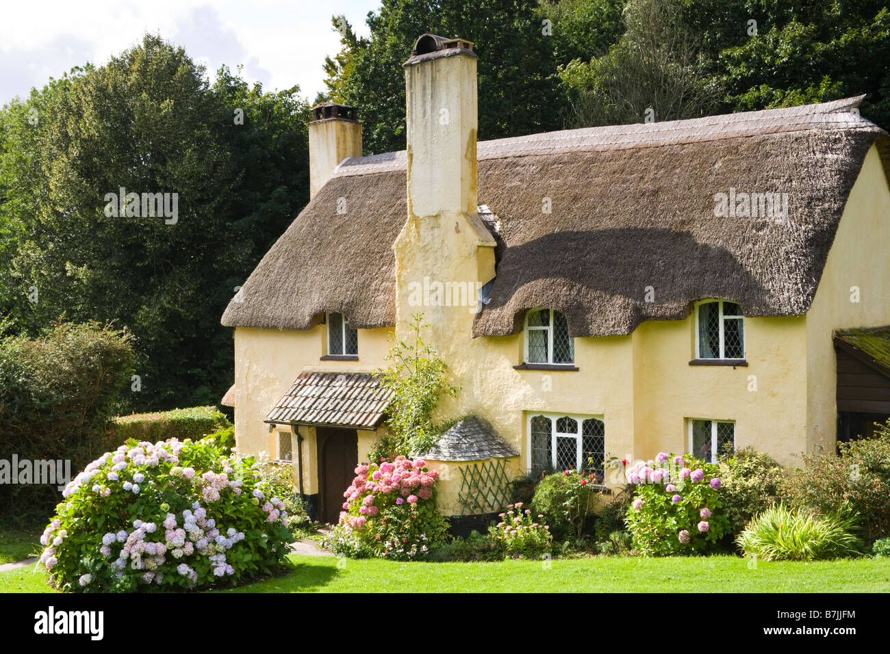 A thatched cottage on Selworthy Green, Exmoor, Somerset Stock Photo - Alamy