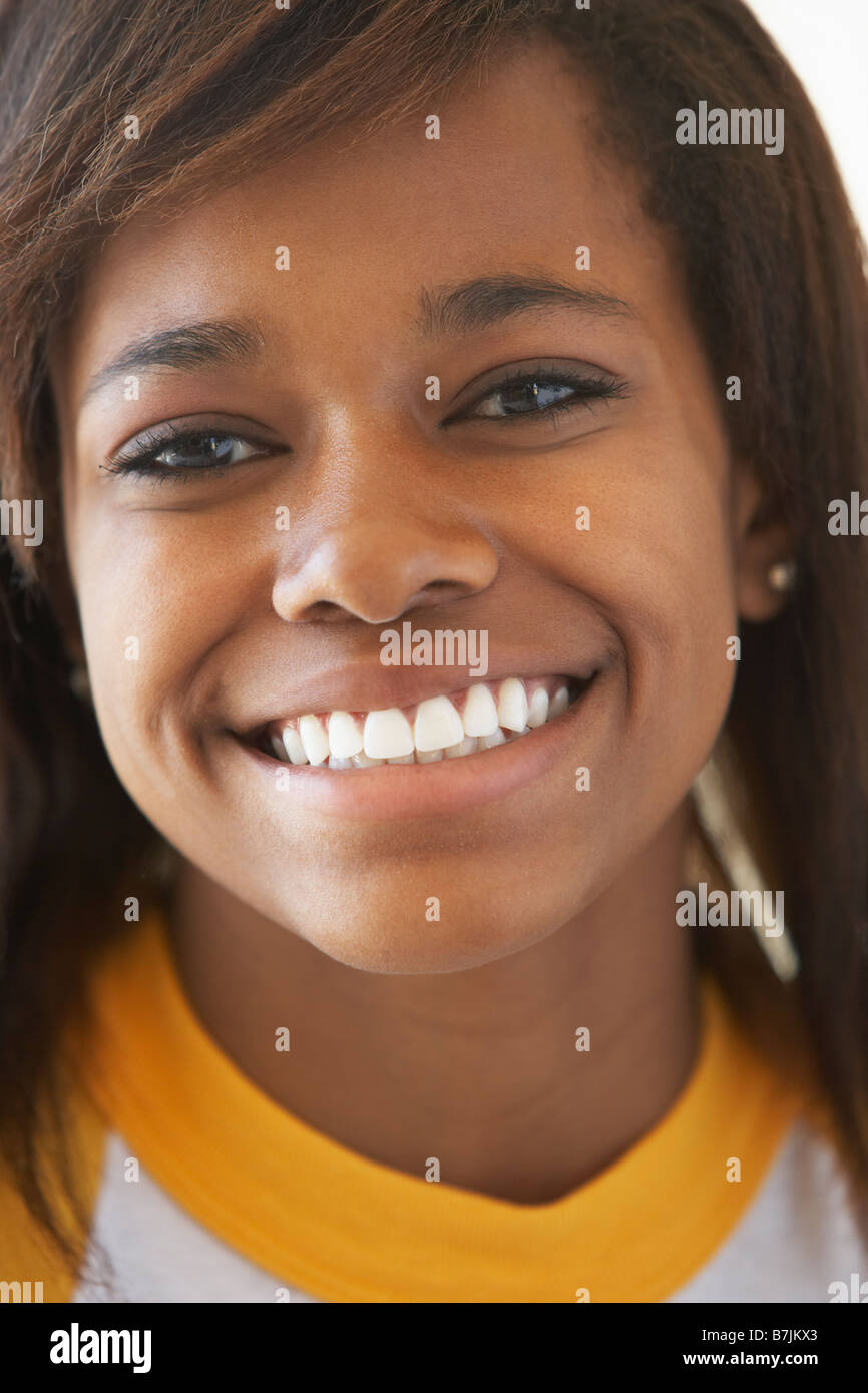 Portrait Of Teenage Girl Smiling Stock Photo - Alamy