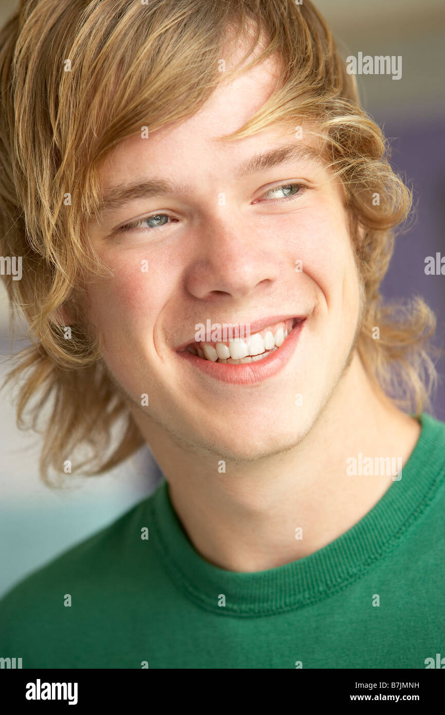 Portrait Of Teenage Boy Smiling Stock Photo - Alamy