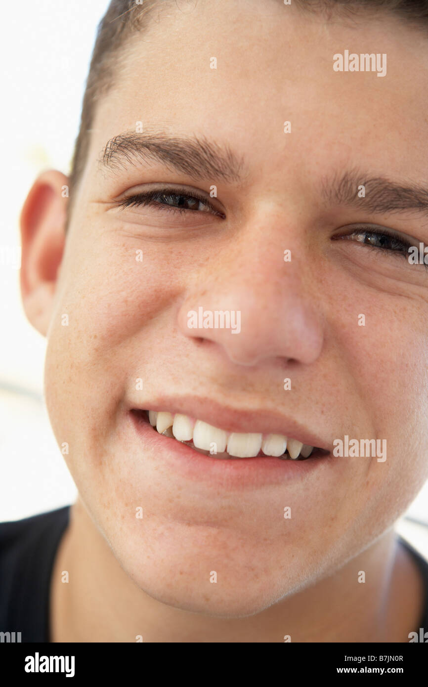 Portrait Of Teenage Boy Smiling Stock Photo - Alamy