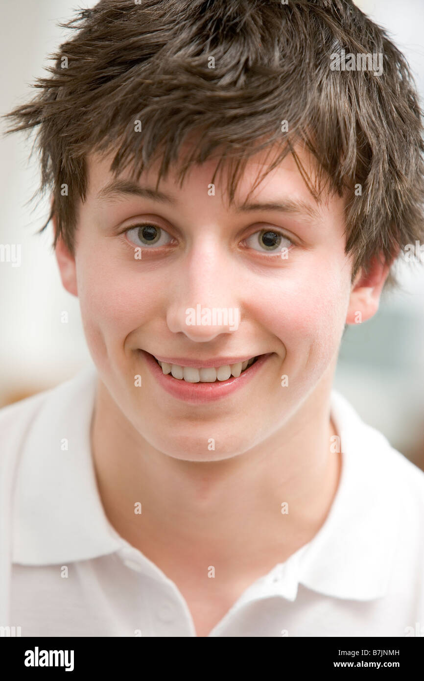 Portrait Of Teenage Boy Smiling Stock Photo - Alamy