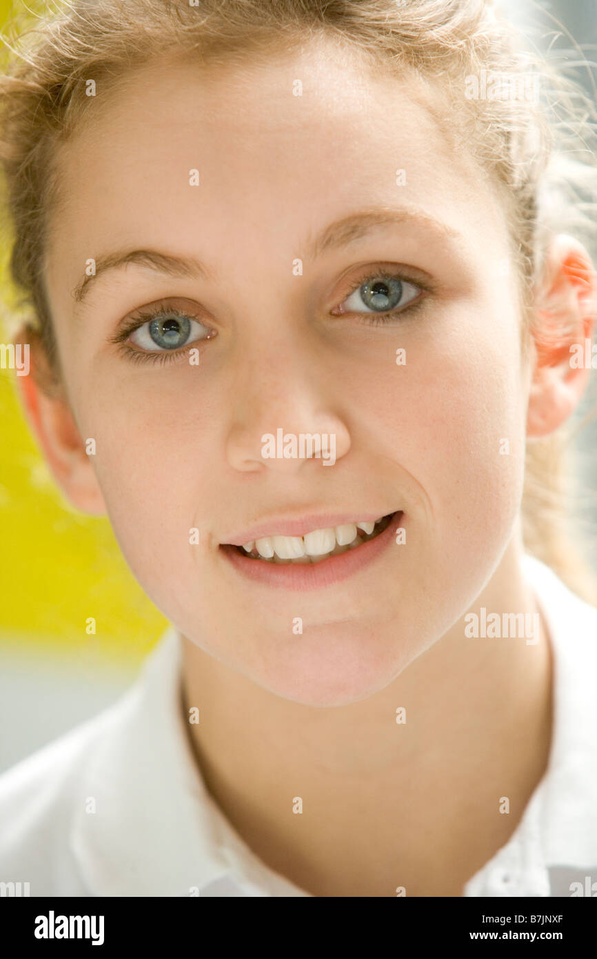 Portrait Of Teenage Girl Smiling Stock Photo