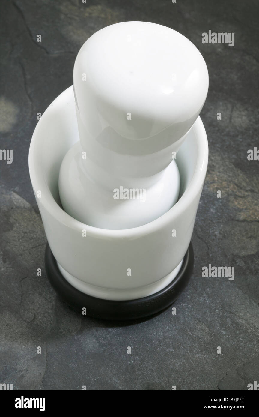 AGA pestle and mortar ready to be grind in kitchen on cook's surface