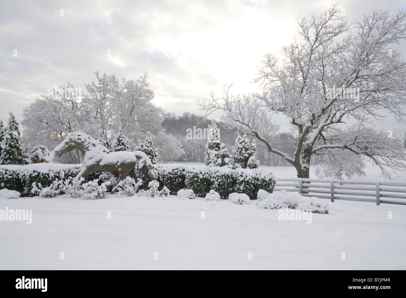 Winter landscape in Franklin, Tennessee Stock Photo