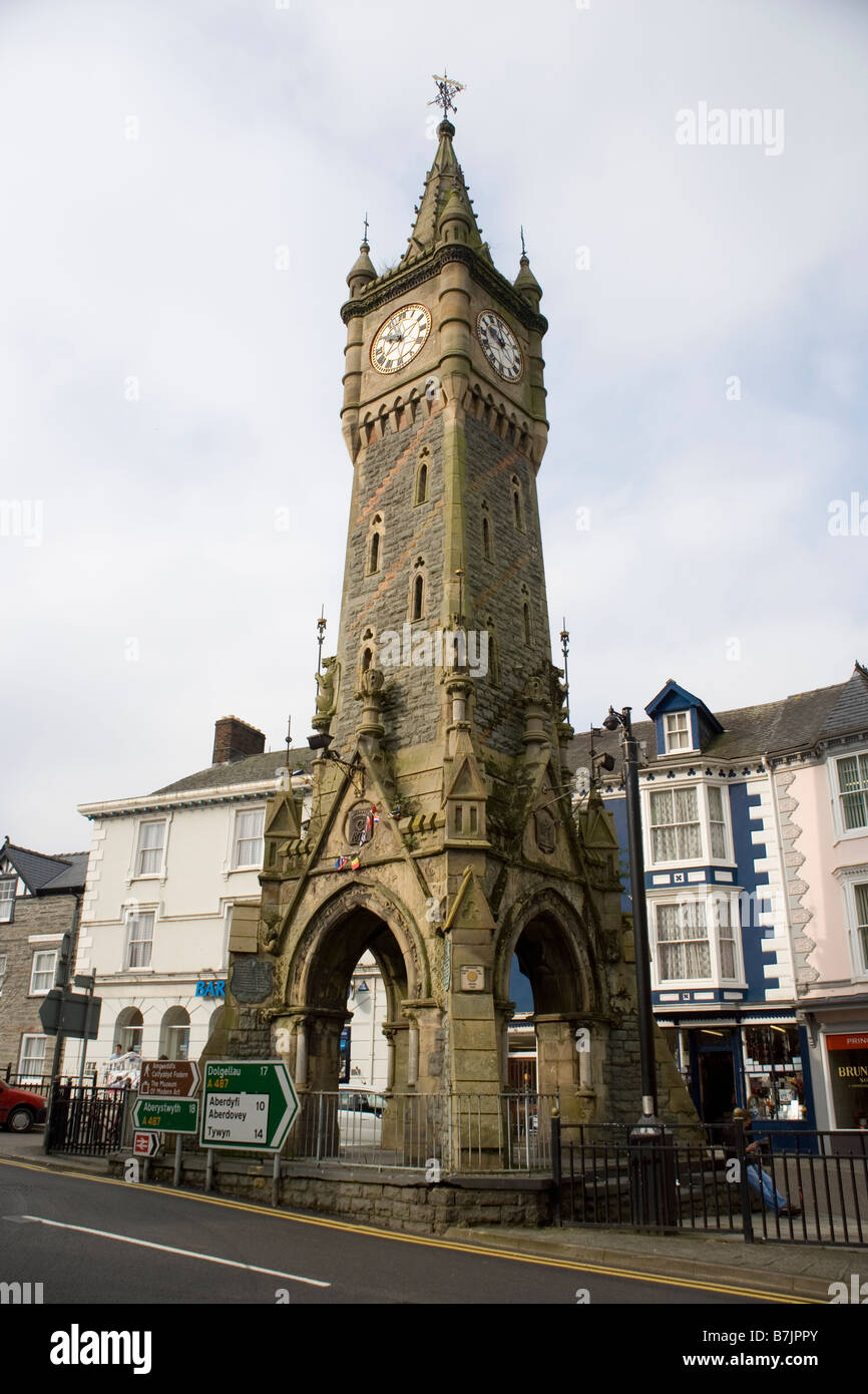 The Castlereagh Memorial Town Clock in Machynlleth at the junction of