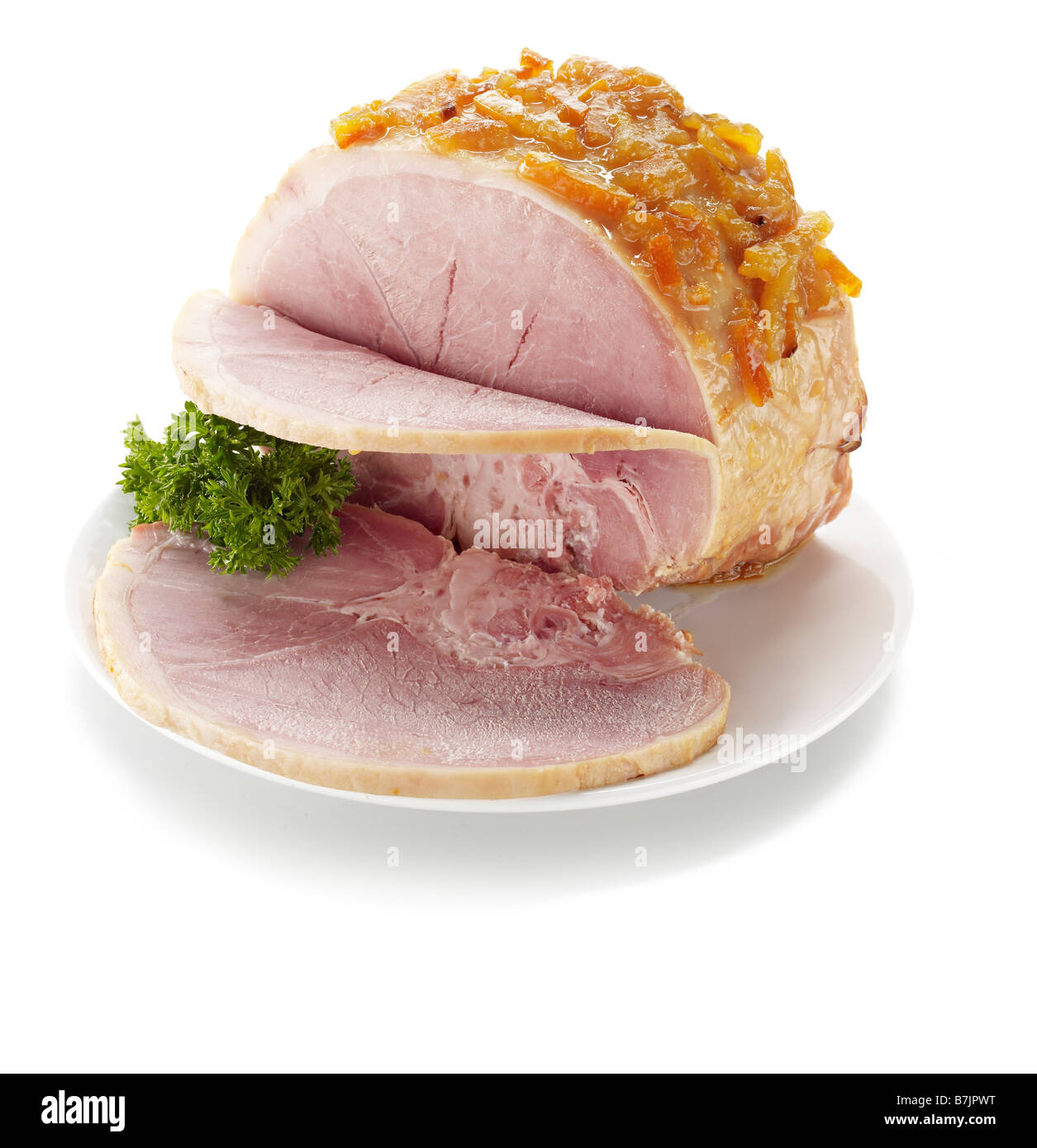 pork ham joint sliced marmalade glazed gammon boiled pink meat Stock Photo
