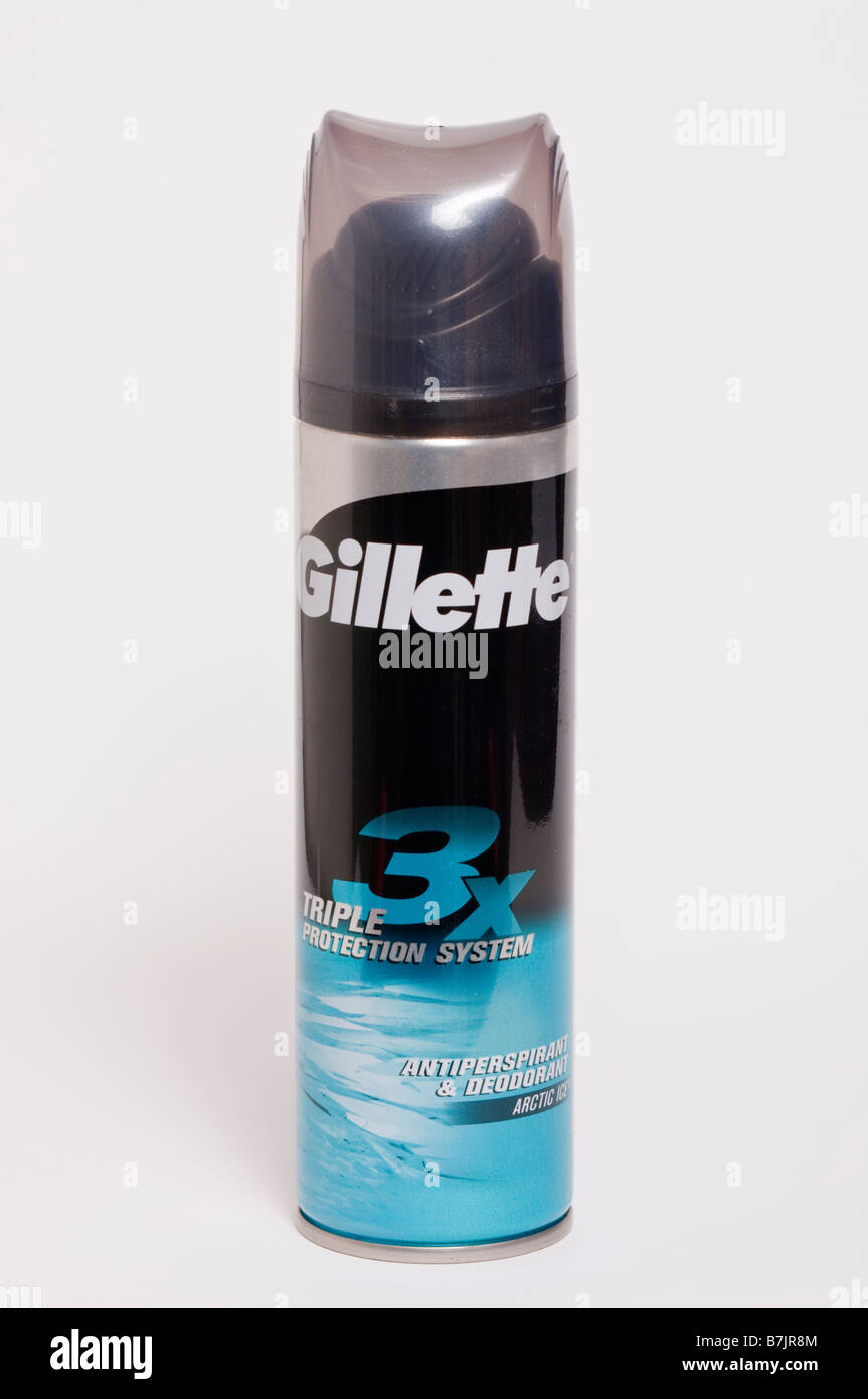 A tin of mens Gillette antiperspirant & deodrant (arctic ice) shot on a  white background Stock Photo - Alamy
