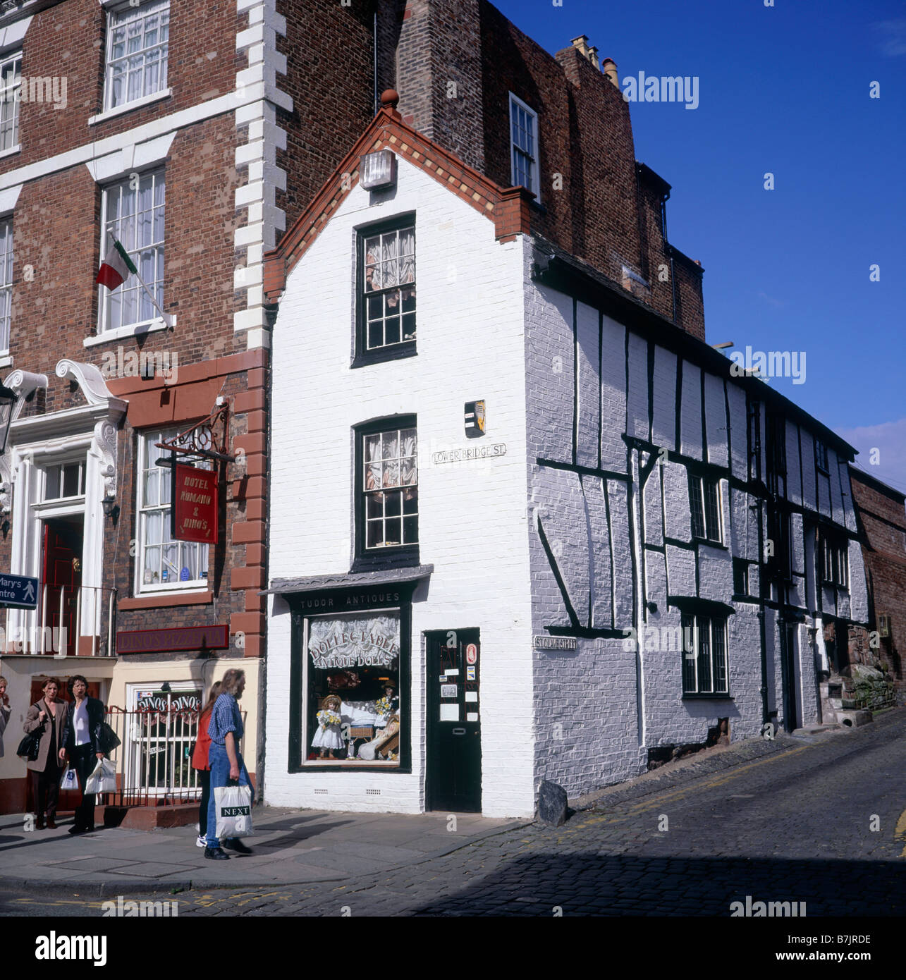 Lower Bridge Street Corner Old house Timbers in wall Shopfront Antique