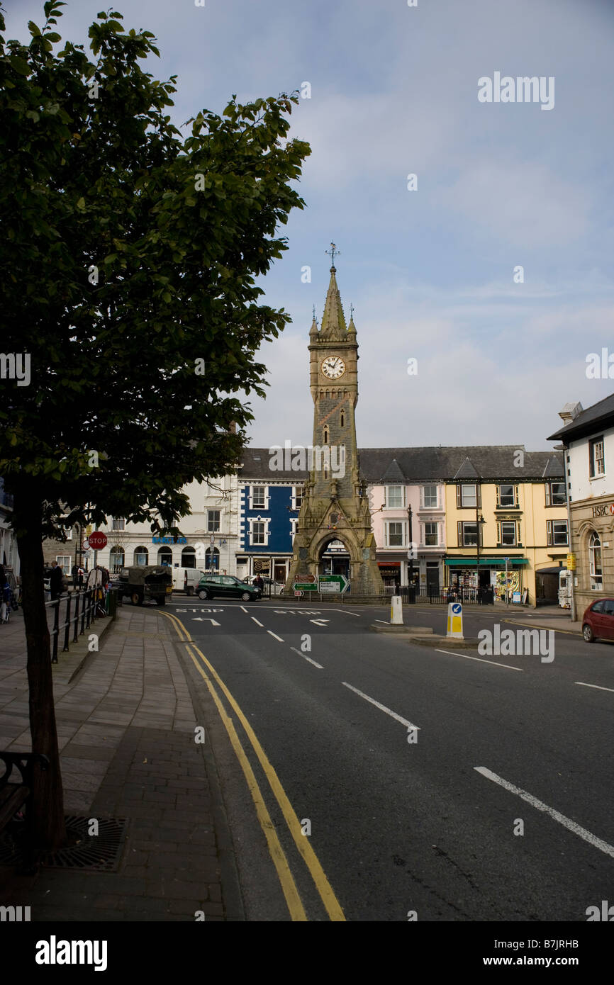 The Castlereagh Memorial Town Clock in Machynlleth at the junction of