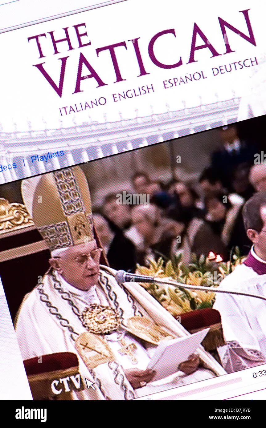 Macro screenshot of new Vatican YouTube channel launched in January 2009 (Editorial use only) Stock Photo