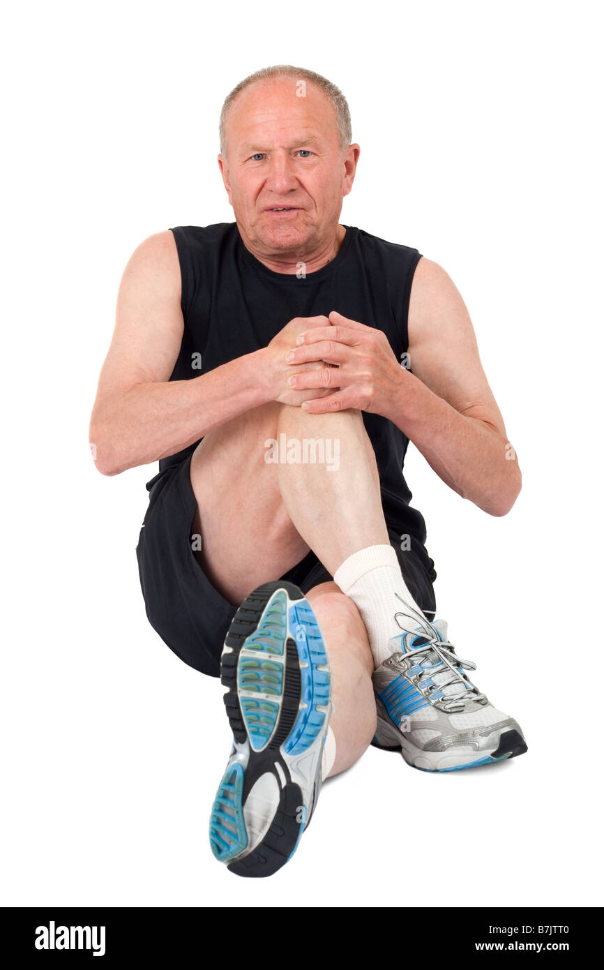 Gym exercise man leg stretching Cut Out Stock Images & Pictures - Alamy