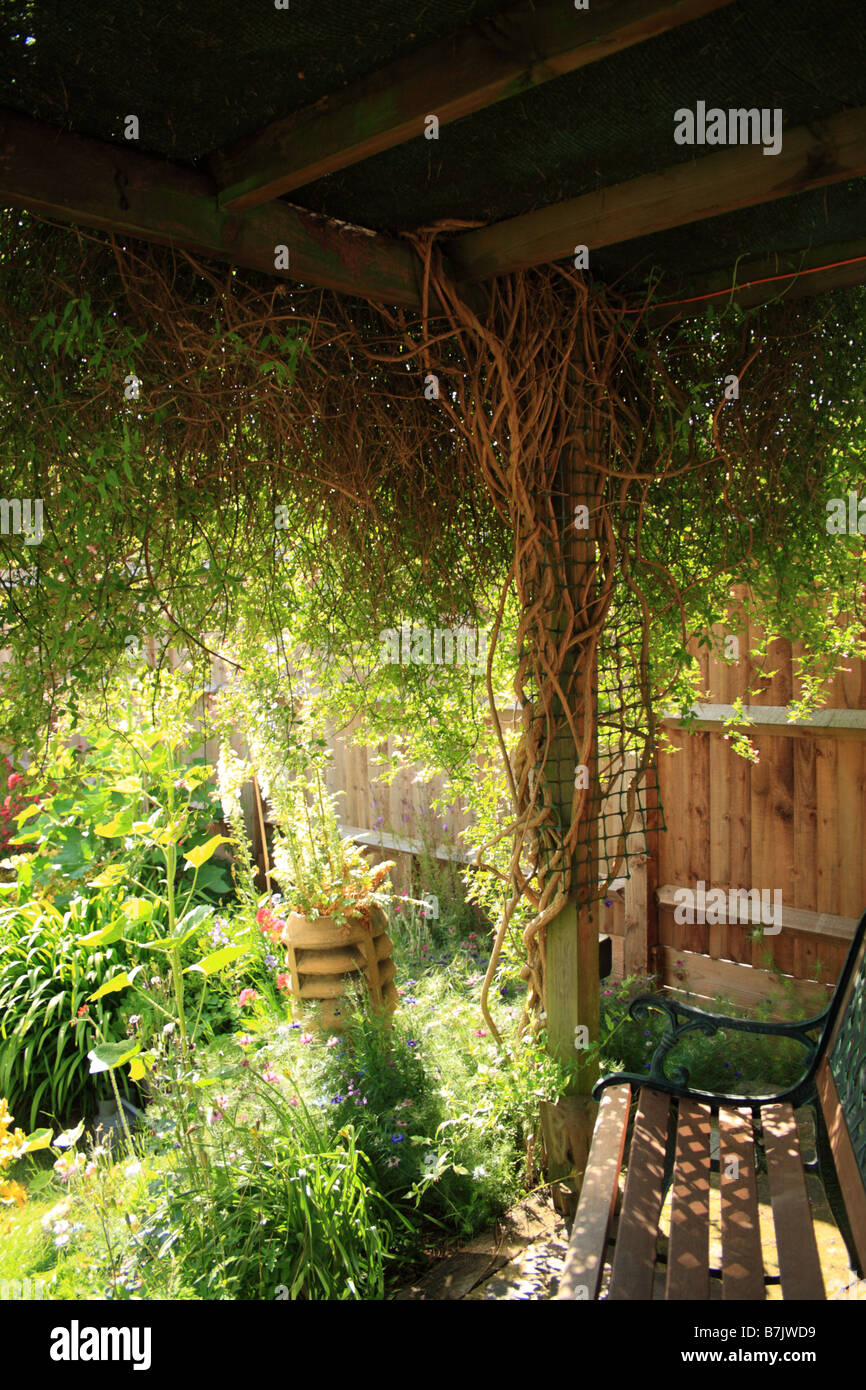 English summer garden patio Stock Photo